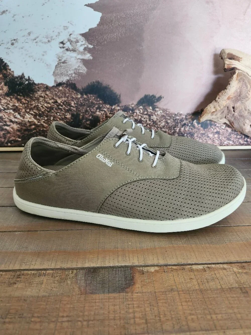OLUKAI Nohea Moku No Tie Slip On Boat Land/Water Shoes Clay/Tapa 9.5